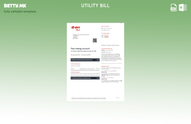 модерен стил Обединетото Кралство Е на шаблон за сметки за комунални услуги